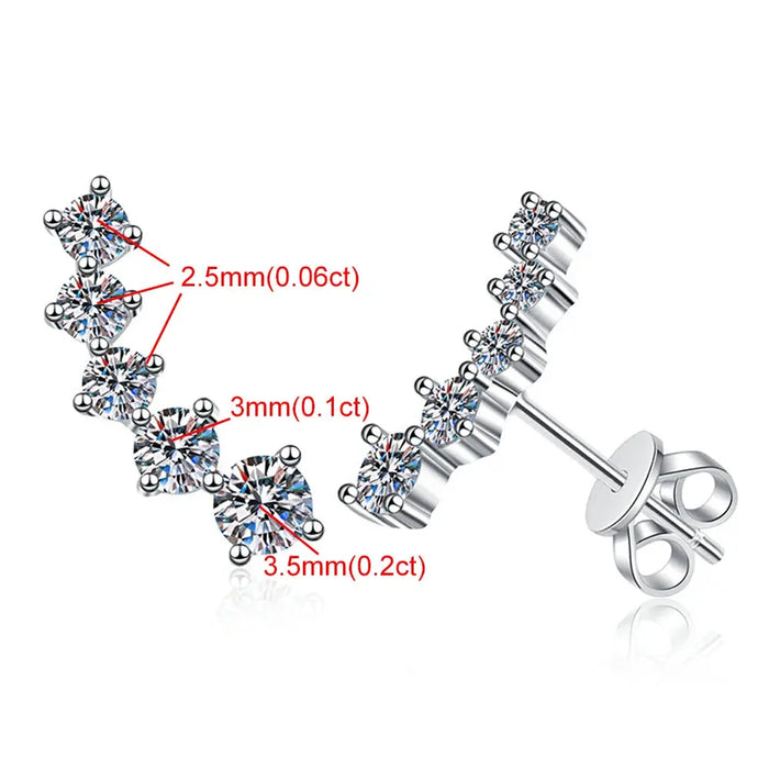 Premium 925 Sterling Silver Earrings With Excellent-Cut Moissanite Stones SF