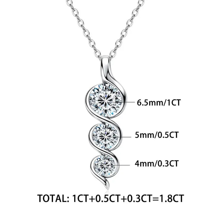 Moissanite Pendant Necklace – Twisted Round-Cut D-Color VVS1 SF