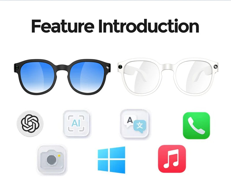 AI Smart Glasses with 4K Camera & Translation – Bluetooth Calling Music Sunglasses SF