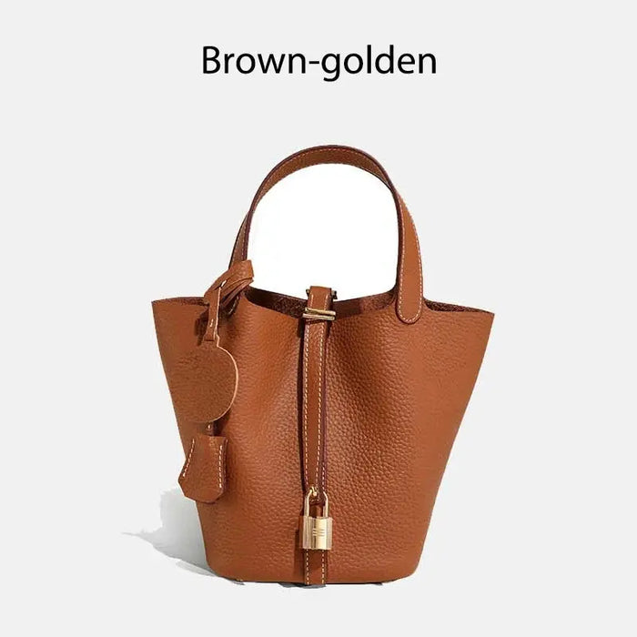 Cowhide Leather Bucket Bag – Soft Fashion for Four Seasons SF