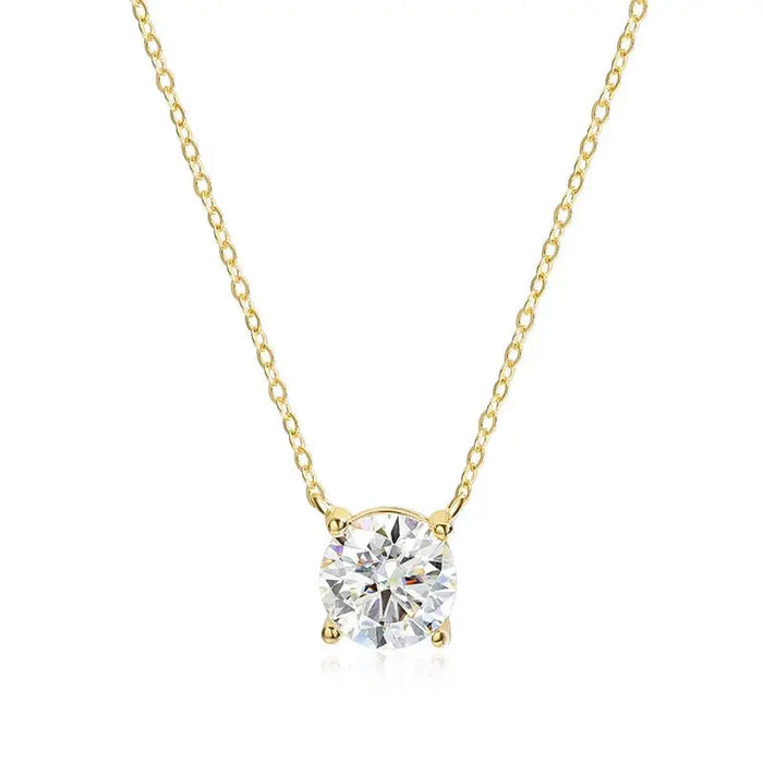 Moissanite Solitaire Necklace – Certified VVS1 Round Stone SF