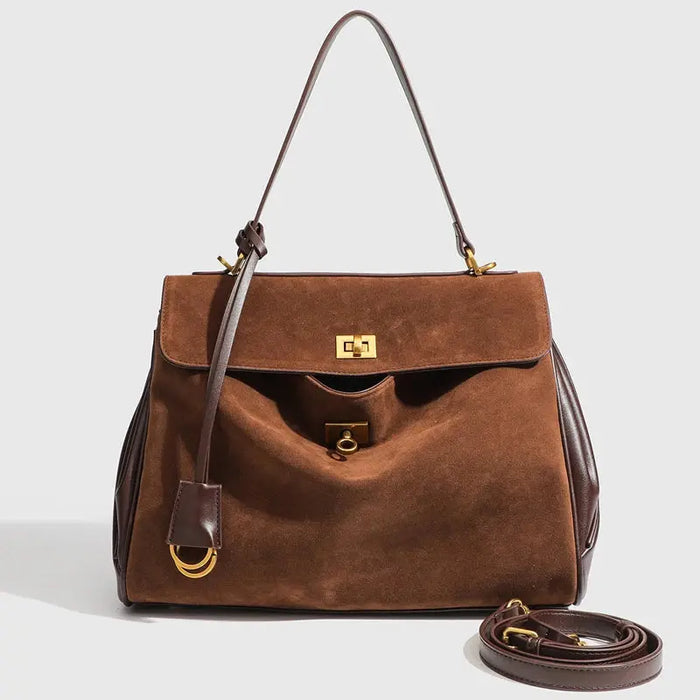 Microfiber Leather Shoulder Bag – Large Square with Lock SF