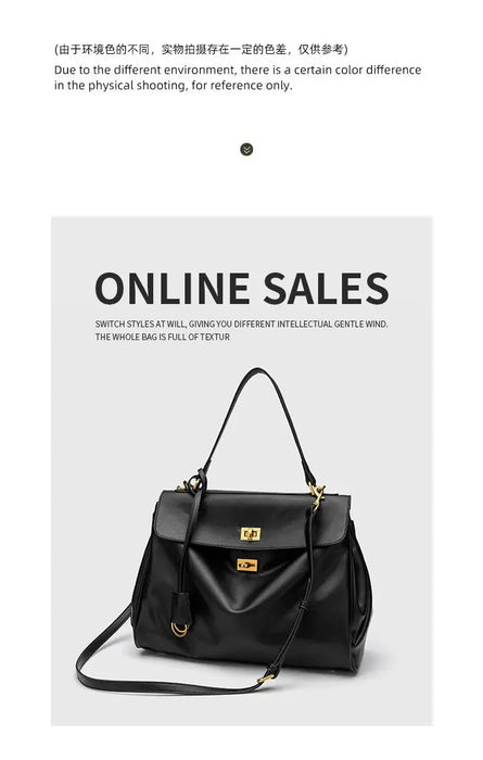 Microfiber Leather Shoulder Bag – Large Square with Lock SF