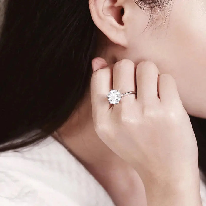 Moissanite Engagement Ring – VVS1 Round Brilliant 925 Silver SF