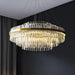 Modern LED crystal chandelier with polished stainless steel, dimmable remote control, for living room, dining room, and bedroom 