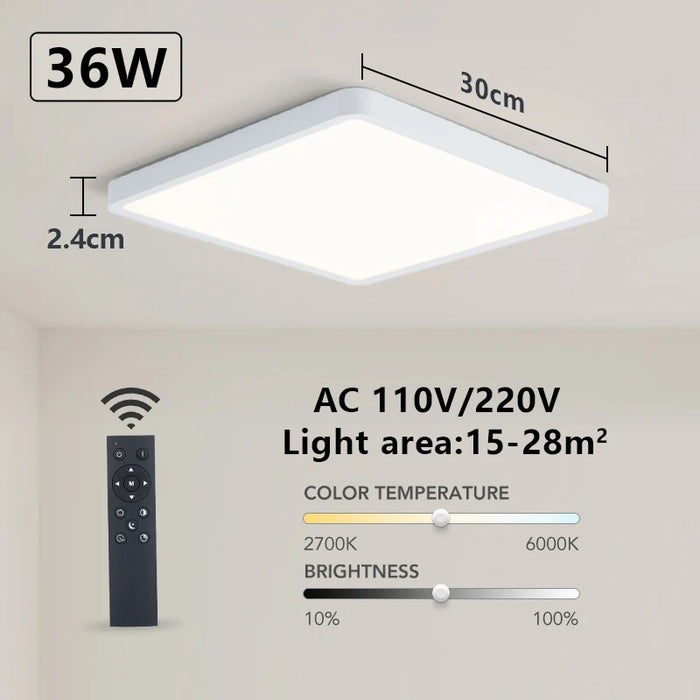 MARPOU Tuya Smart LED Ceiling Lamp Wood Grain App Voice Control Alexa/Google Remote Control Square Ceiling Lights Living Room - Samanta Factory