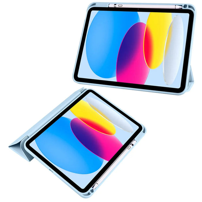 iPad Case with Pen Holder – Trifold PU Leather & Clear Acrylic Hard Back Stand Cover SF