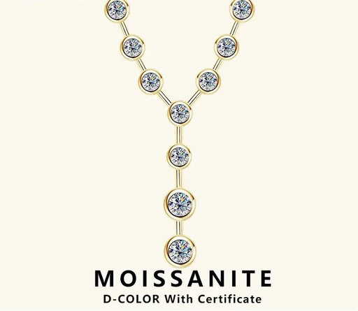 Y-Shaped Moissanite Pendant Necklace with D-Color VVS1 Stones in 925 Sterling Silver