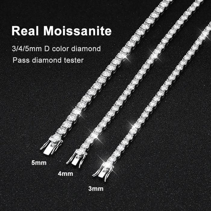925 Sterling Silver Waterproof Moissanite Bracelet with GRA Certification SF