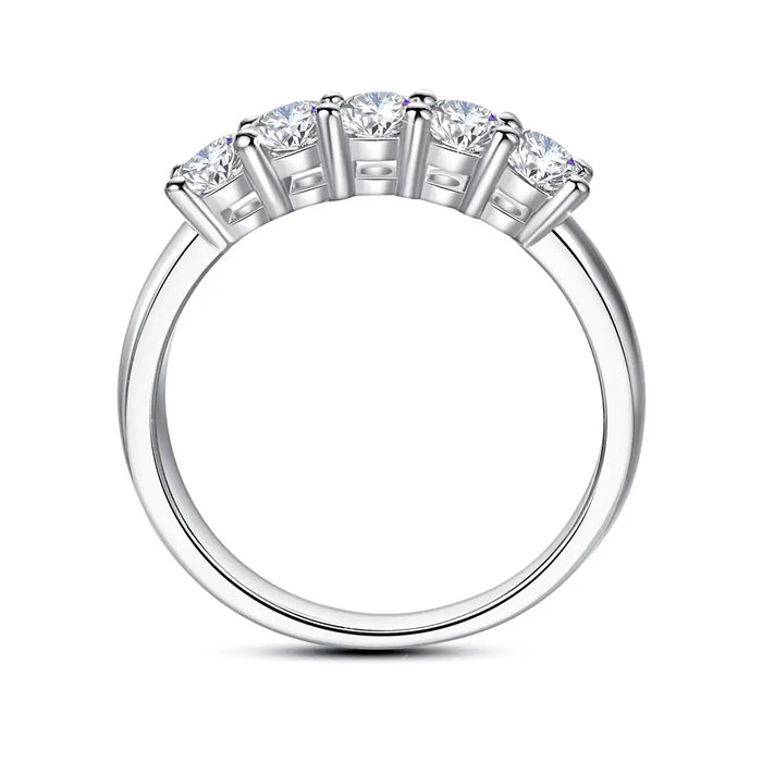 5-Stone Moissanite Engagement Ring –  Sterling Silver with Rose Gold Plating SF
