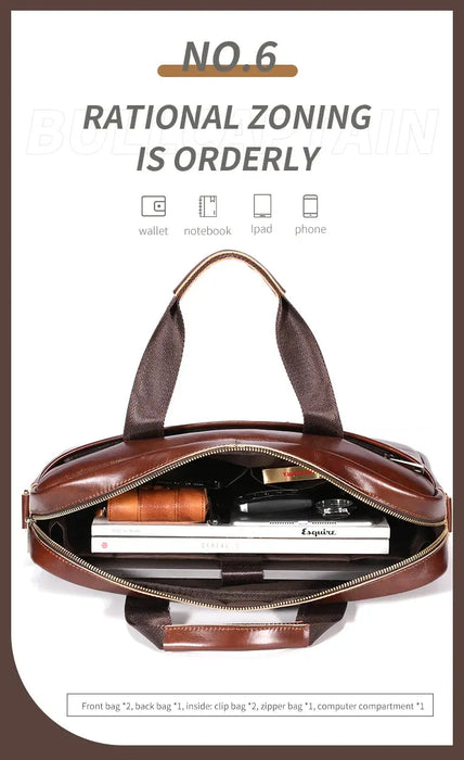 Leather Business Briefcase – Professional 15-Inch Laptop Work Bag SF