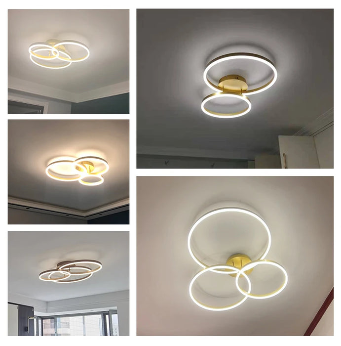 Modern LED Chandelier – Dimmable Semi-Flush Mount with Remote Control - Samanta Factory