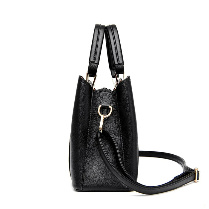 Women’s Soft PU Leather Handbag – Fashionable Casual Tote with Sequined Detail - Samanta Factory