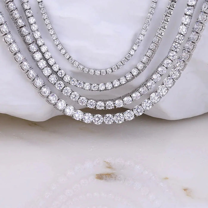 Moissanite Tennis Necklace – GRA Certified S925 Silver Sparkle SF
