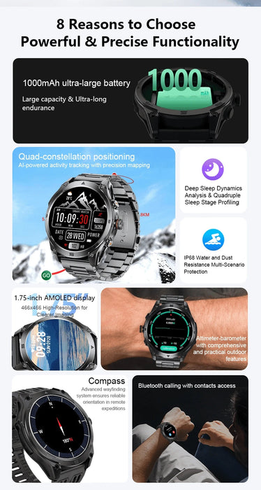 Unisex GPS Smart Watch – AMOLED Display with 170+ Sports Modes SF