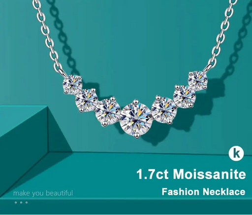 Oval 1.7ct D-color moissanite pendant on sterling silver chain
