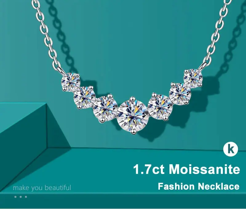 Oval 1.7ct D-color moissanite pendant on sterling silver chain