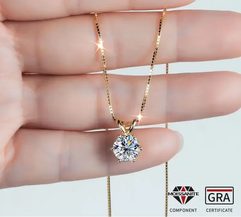 Moissanite Pendant Necklace – D-Color Round Solitaire SF