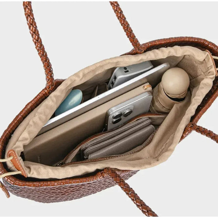 Hand-Woven Tote Bag – French Style Basket Shoulder Bag SF