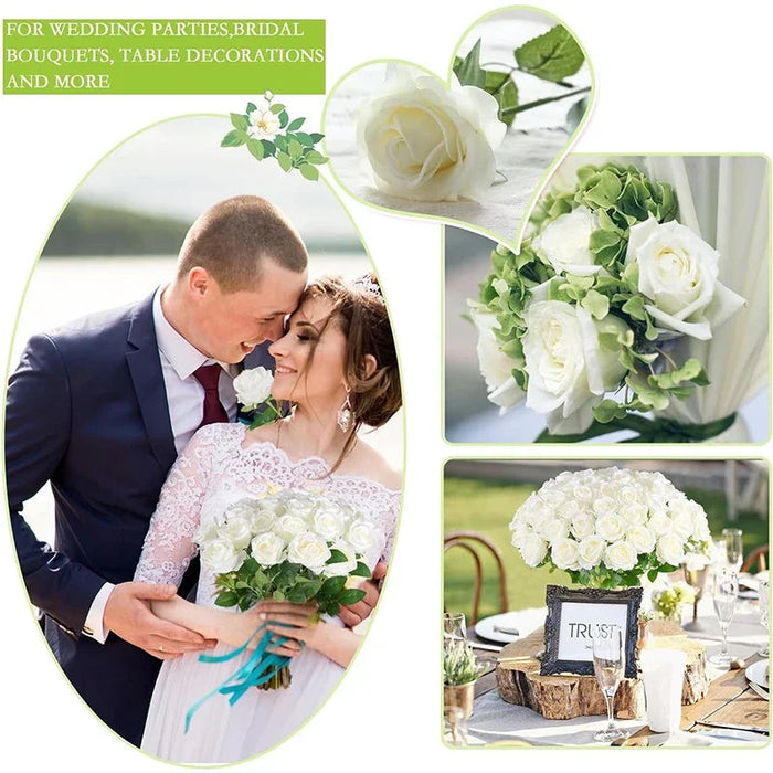 Artificial Velvet Roses – 50PCS Long-Stem Flower Bouquet SF