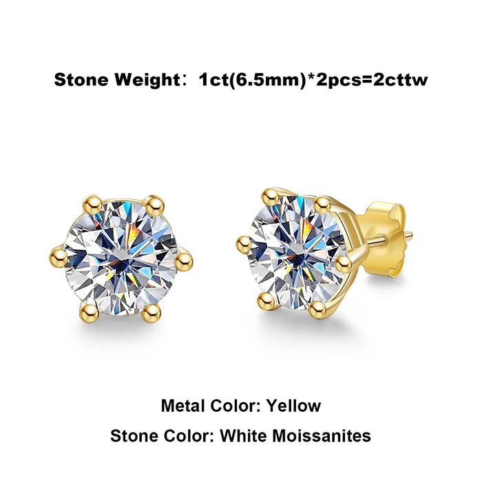 Moissanite Stud Earrings – 2ct Round Brilliant 925 Sterling Silver SF