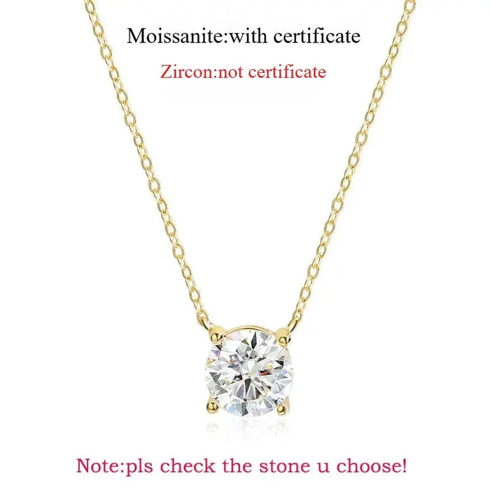 Moissanite Solitaire Necklace – Certified VVS1 Round Stone SF