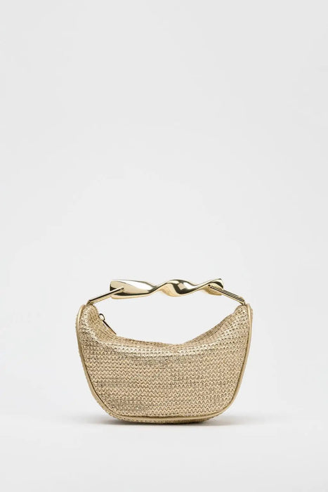 Women's Half Moon Straw Bag – Woven Bucket Crossbody Shoulder Bag for Summer Beach SF