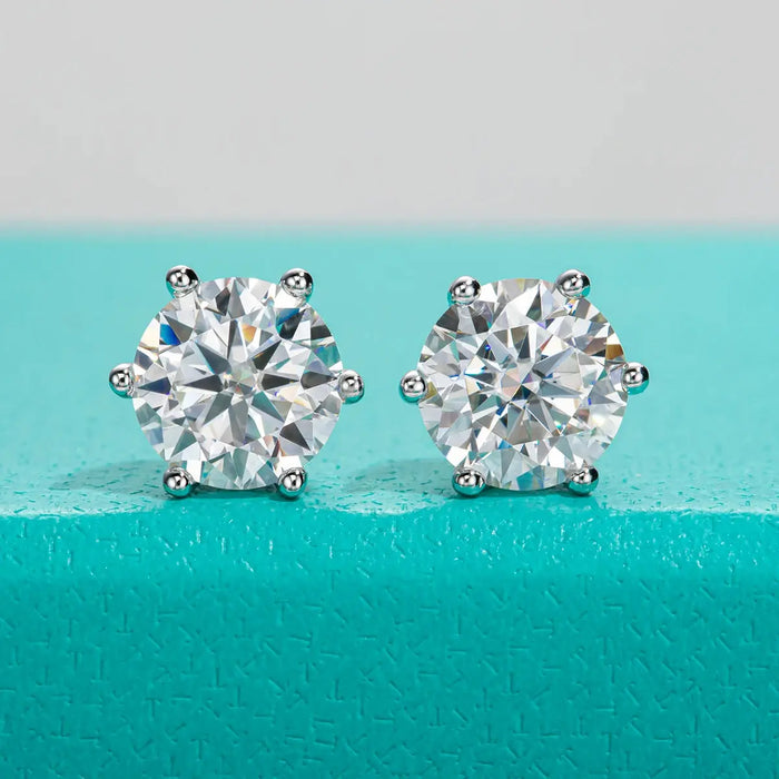 Moissanite Stud Earrings – 2ct Round Brilliant 925 Sterling Silver SF