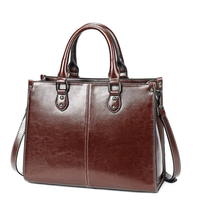Women’s Leather Tote Bag – Fashion Box-Shape Handbag SF