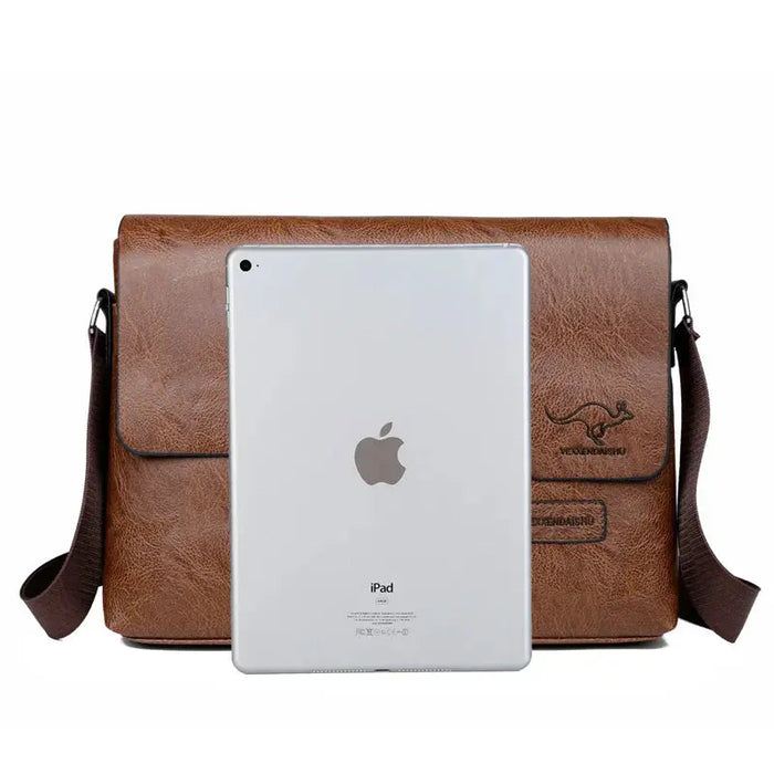Men’s Business Satchel Bag – Slim PU Leather Shoulder Bag SF