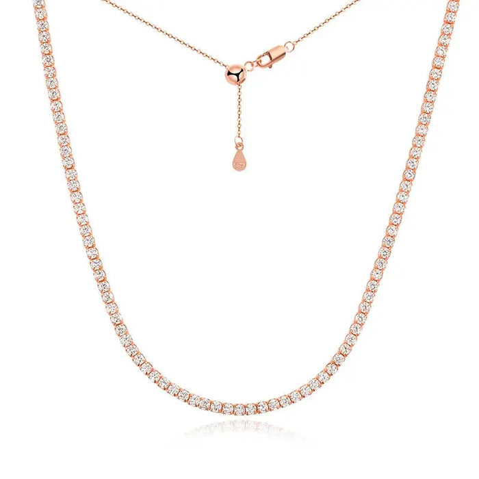 Moissanite Tennis Necklace – Adjustable 2 mm D-Color Shine SF