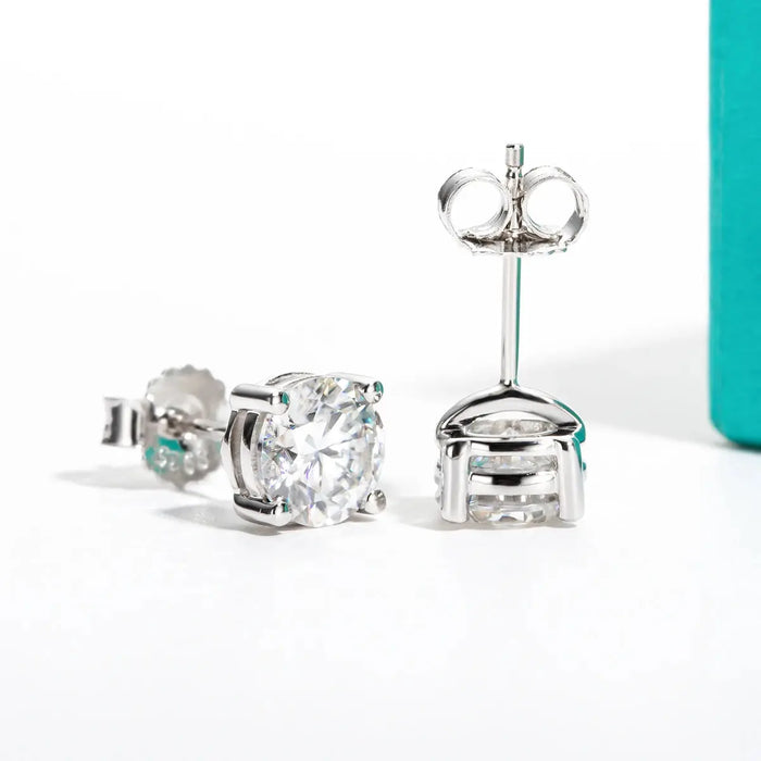 10K Gold Post Moissanite Stud Earrings with GRA Certificate SF