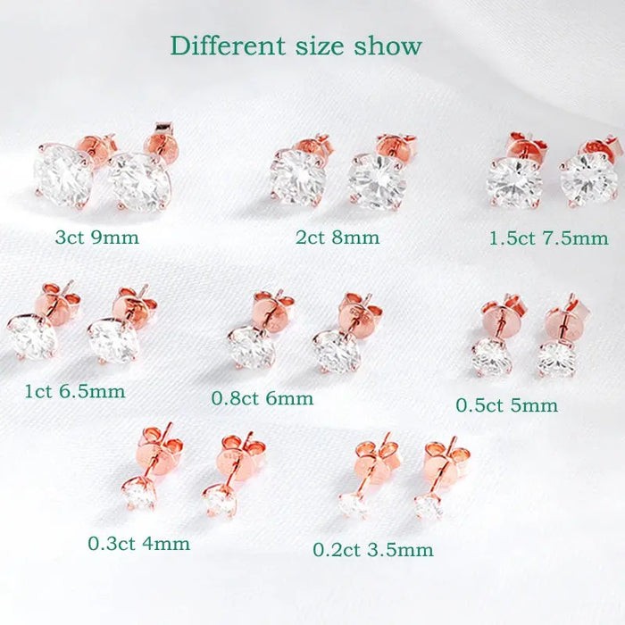 Premium Moissanite Stud Earrings – Brilliant D Color VVS1 Stones SF