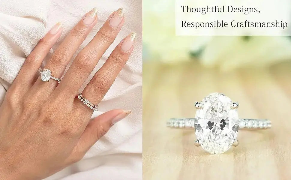Sterling Silver Oval CZ Ring – Sparkling 3-Carat Simulated Diamond SF
