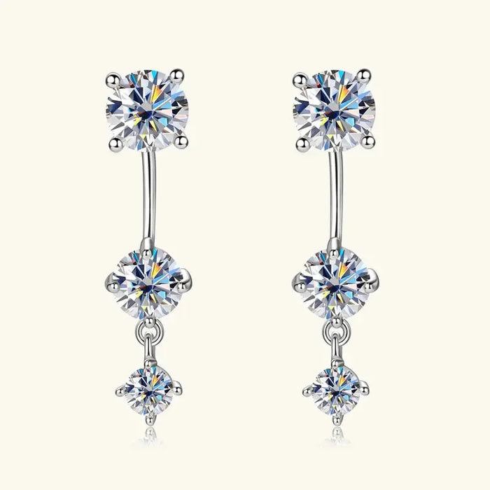 Moissanite Stud Earrings – D-Color VVS1 2-in-1 Sterling Silver SF
