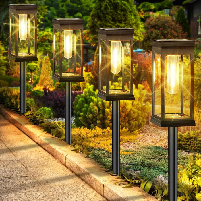 4 PCS Solar Lights Outdoor Solar Pathway Lights Waterproof Bright Solar Lamps Landscape Lighting for Path Yard Garden Walkway - Samanta Factory