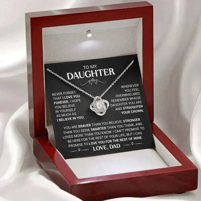 Heart Knot Pendant Necklace – Sparkling Zircon Gift for Daughters SF