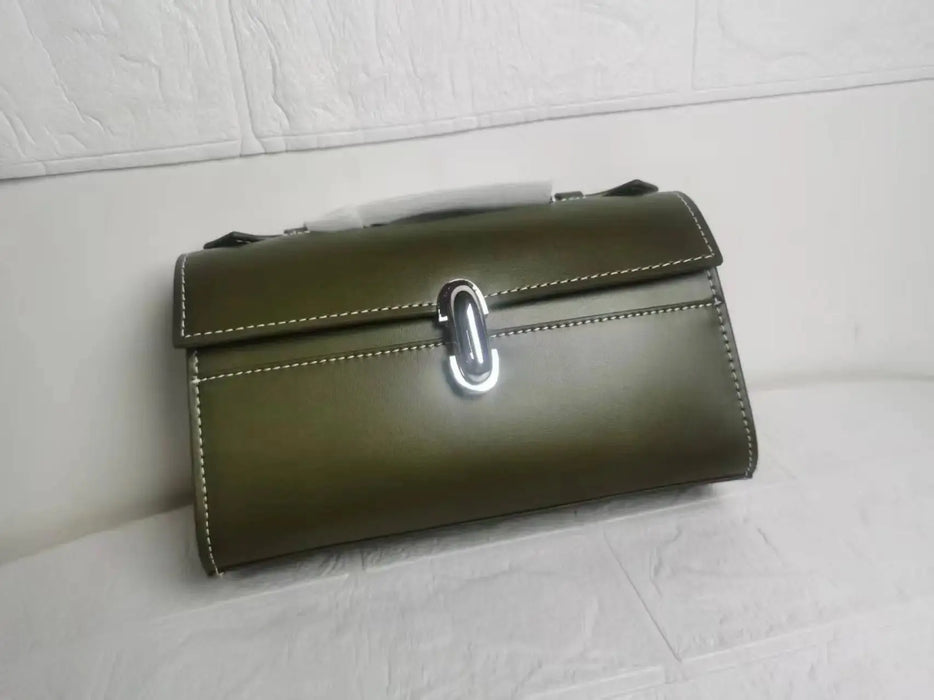 Women’s Leather Baguette Handbag – Minimalist Day Clutch SF