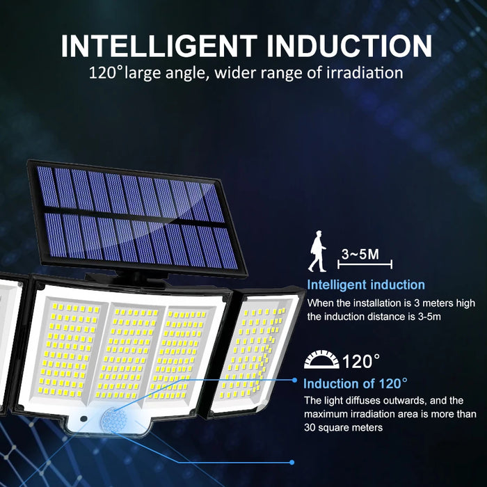 Solar Security Light – 3-Head Motion Sensor with Super Bright 348 LEDs - Samanta Factory