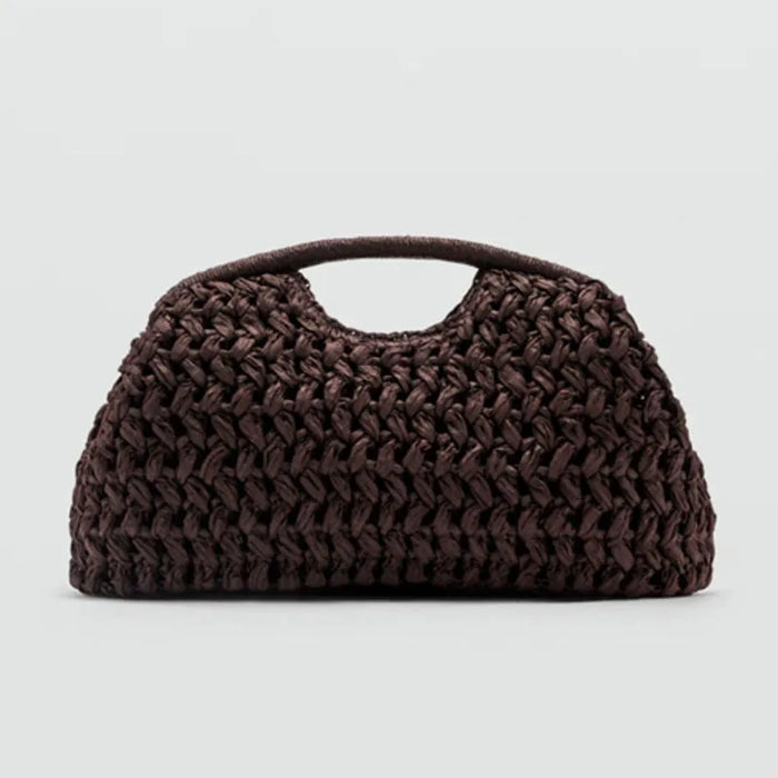Women's handwoven straw raffia hobo clutch bag with polyester lining lightweight natural construction elegant bohemian design for summer beach vacation travel and evening occasions