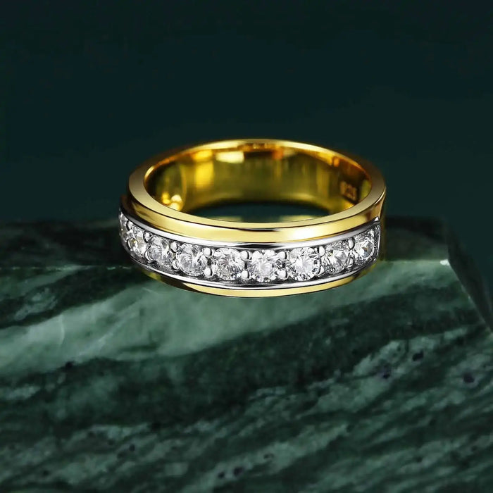 Men’s Moissanite Wedding Ring – D-Color VVS1 Sterling Silver SF