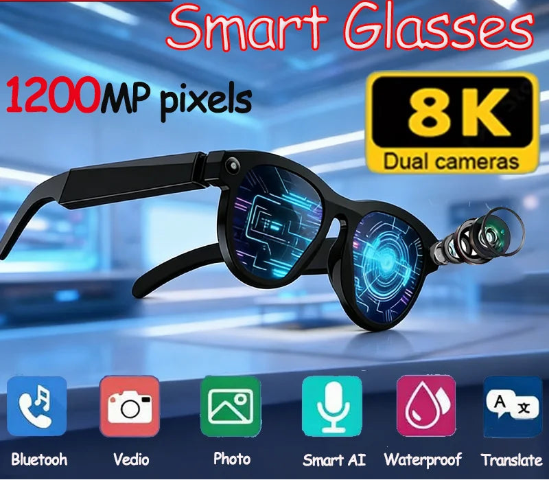 8K AI Smart Glasses with Camera & Translation – Bluetooth Calling Voice Assistant Eyewear SF