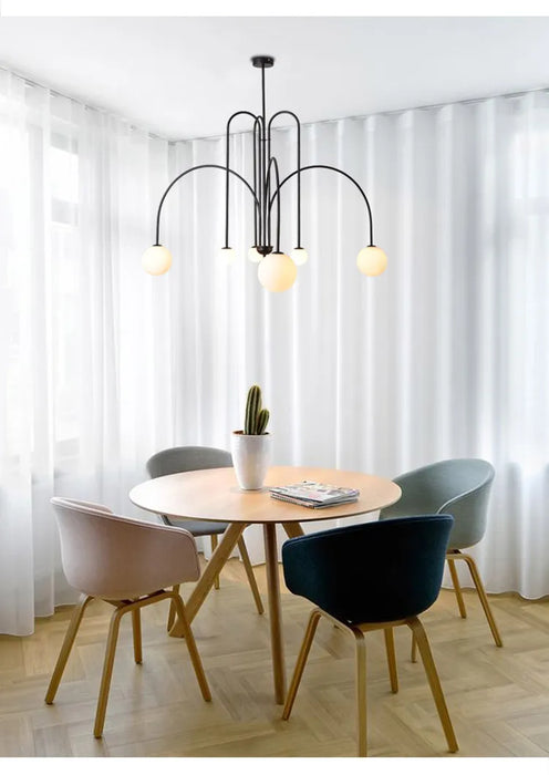 Modern LED Chandelier – Frosted Glass Pendant Light for Elegant Interiors - Samanta Factory