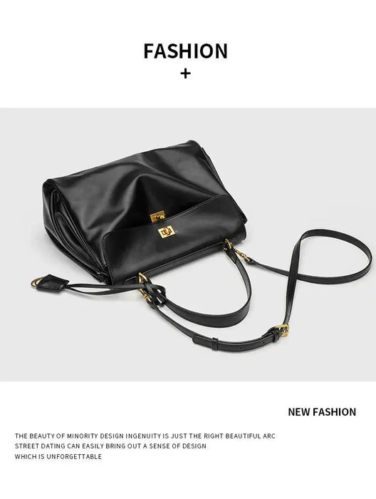 Microfiber Leather Shoulder Bag – Large Square with Lock SF