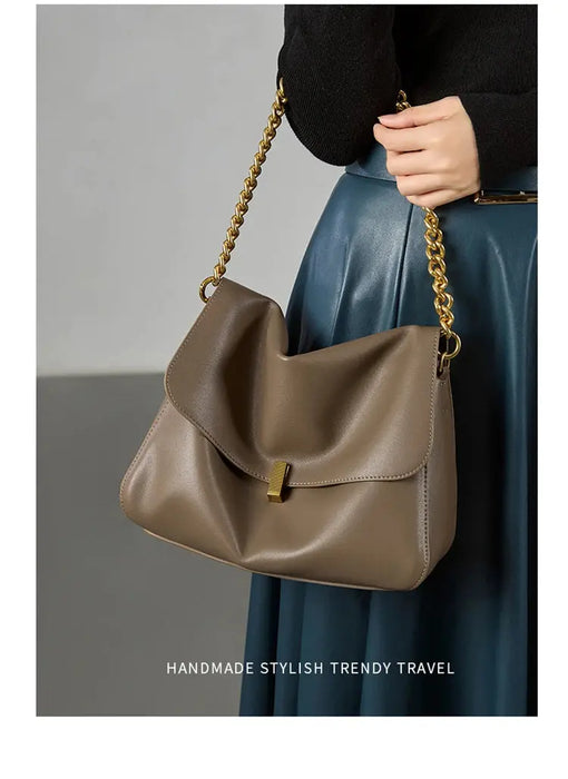 Leather Crossbody Bag - Vintage Soft Flap Style SF