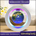Floating moon globe with O-type magnetic frame and LED light in blue, gold, and silver

