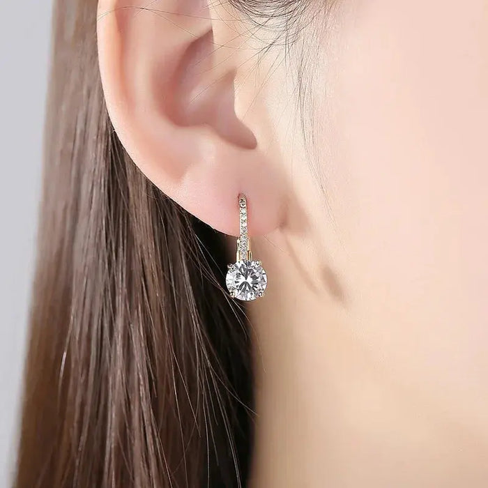 925 Sterling Silver Drop Earrings – 1ct D-Color Moissanite SF
