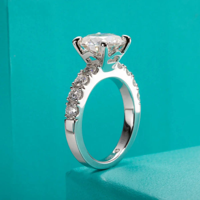 4.3CTTW Moissanite Engagement Ring – D Color Lab-Certified 925 Sterling Silver SF