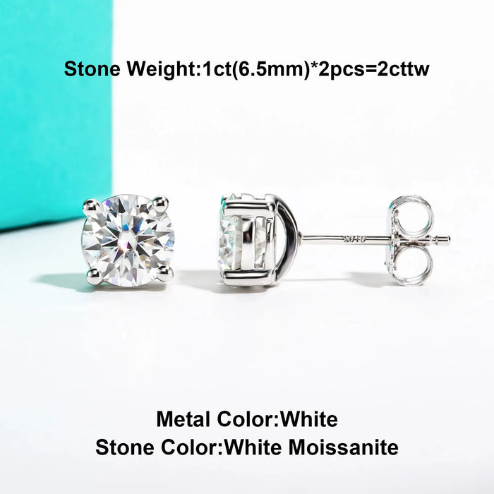 10K Gold Post Moissanite Stud Earrings with GRA Certificate SF