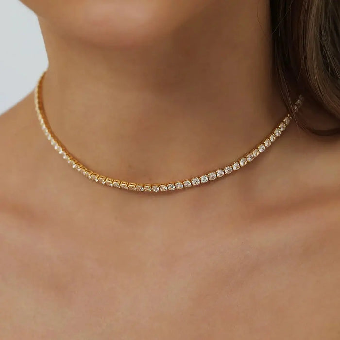 Moissanite Tennis Necklace – Adjustable 2 mm D-Color Shine SF